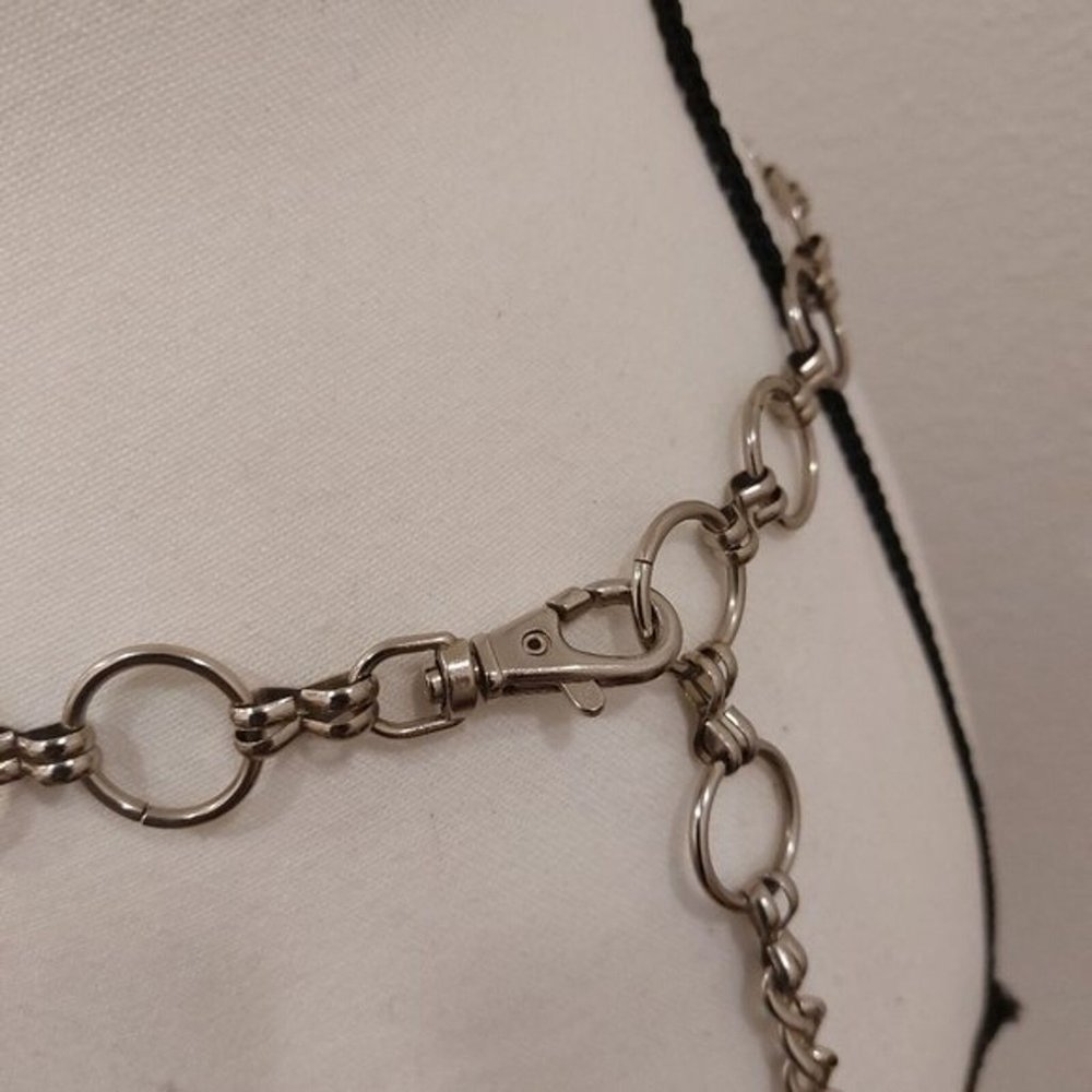 Silver Tone Metal Jump Rings Link Belt with Lanyard Style Clasp - Picture 3 of 8